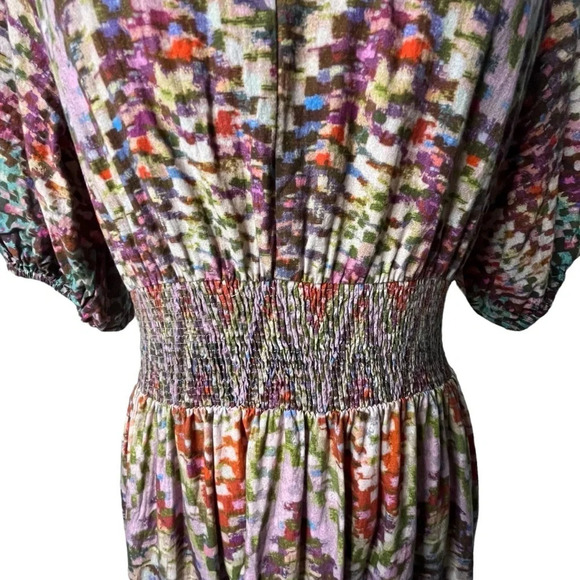 Anthropologie Burgundy and Blue Chevron Midi Dress - Picture 9 of 15